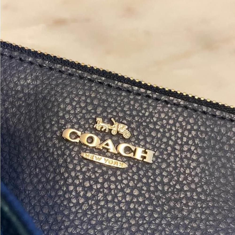 Coach Navy & Gold Zip Wristlet Wallet - Picture 4 of 5